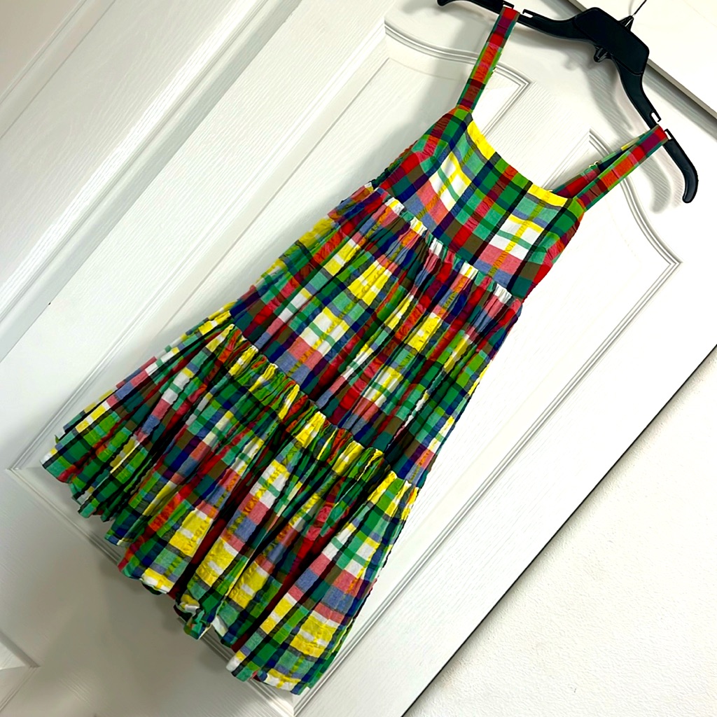 Kate Spade Coastal Plaid Mini Dress - Green, Yellow, Red, Blue